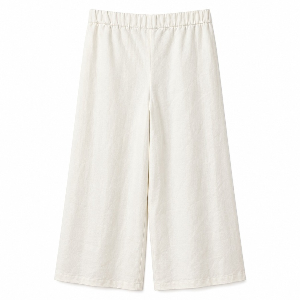 NWT$ ANN TAYLOR Linen Blend Wide-Leg Pant Sz XL White Lined Elastic Waist Vacay